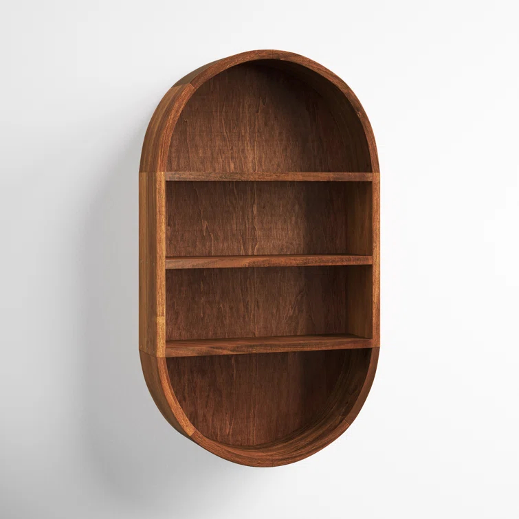 Minx Oval Solid Mango Wood Accent Wall Shelf