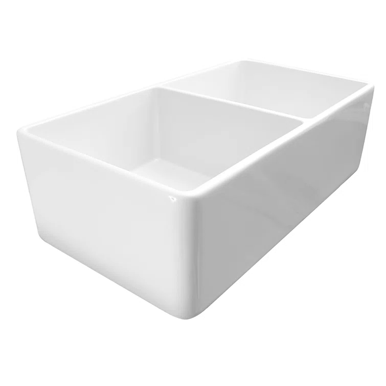 33'' L Farmhouse / Apron Double Bowl Fireclay Kitchen Sink