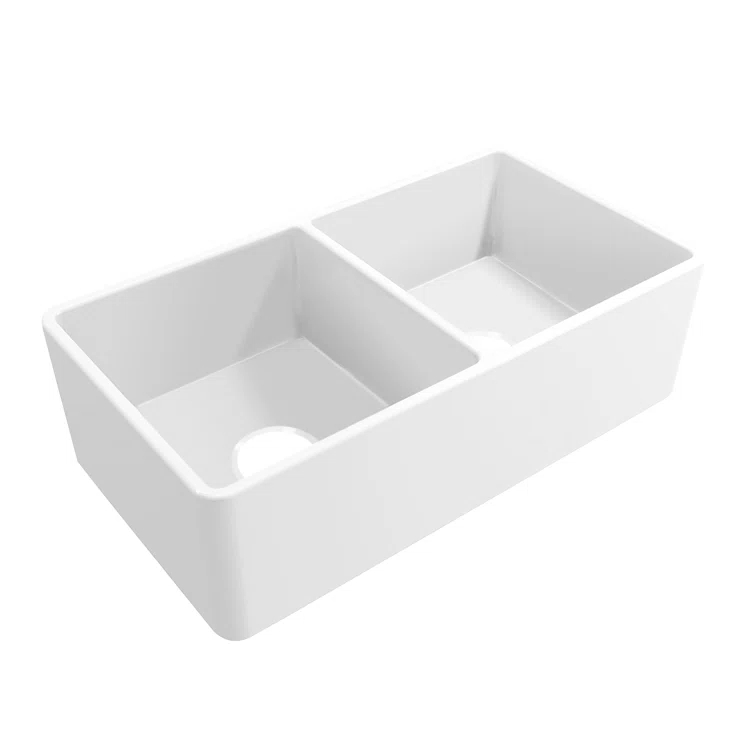 33'' L Farmhouse / Apron Double Bowl Fireclay Kitchen Sink