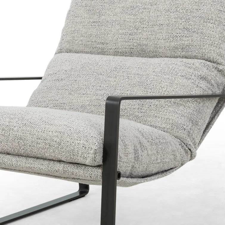 Light Grey Sling Armchair with Gunmetal Frame
