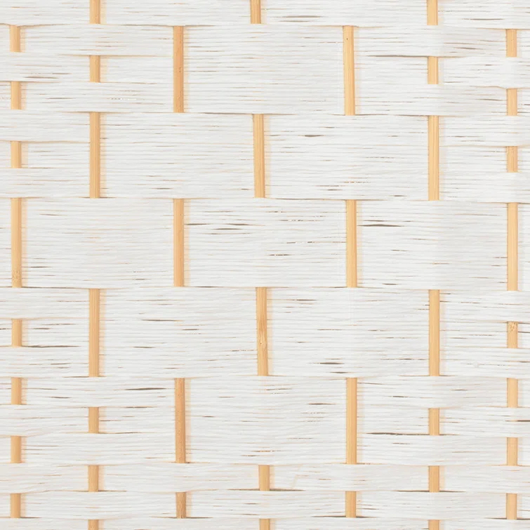 3 ft. Short Diamond Weave Fiber Folding Screen - White - 8 Panel