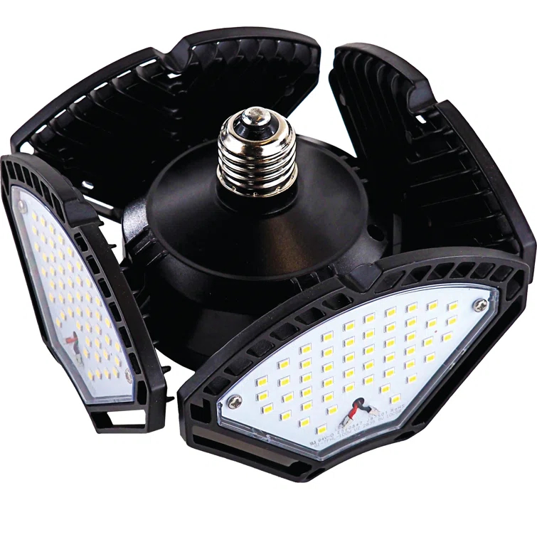 LED Garage Light,100W (900W Equivalent) 15000 Lumen 4-Head Deformable Ceiling Light, 5000K Daylight