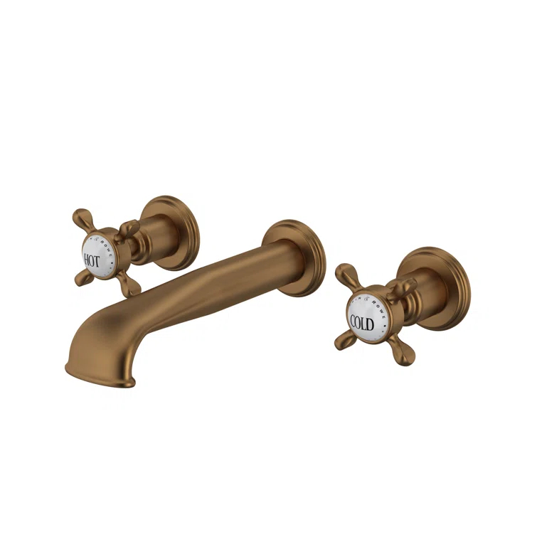 Edwardian Wall Mount Lavatory Faucet Trim With U-Spout