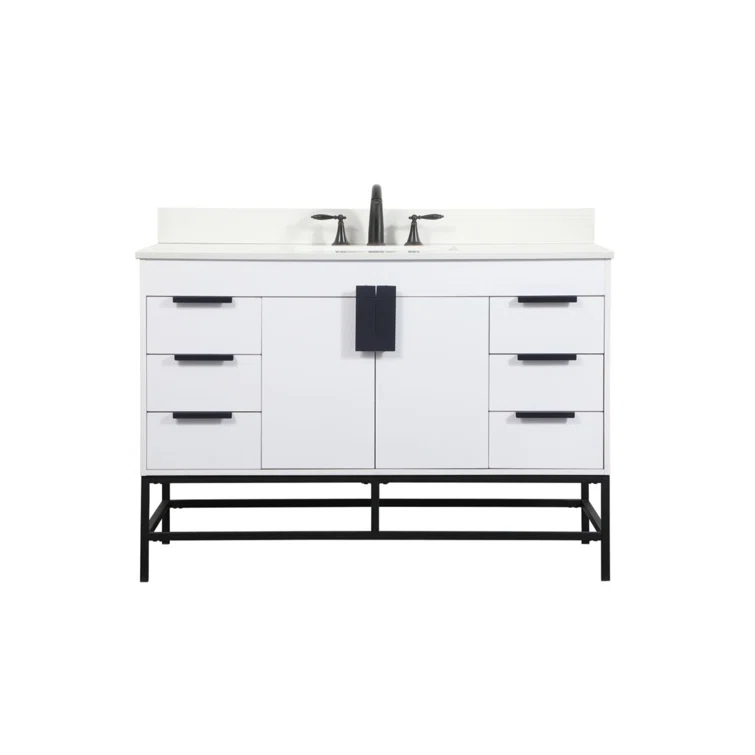 Alizabeth 48'' Single Bathroom Vanity with Engineered Marble Top