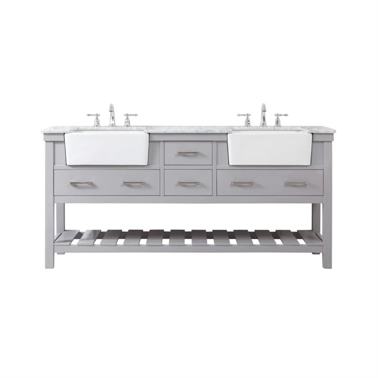 Pelaghia 72'' Double Bathroom Vanity with Marble Top