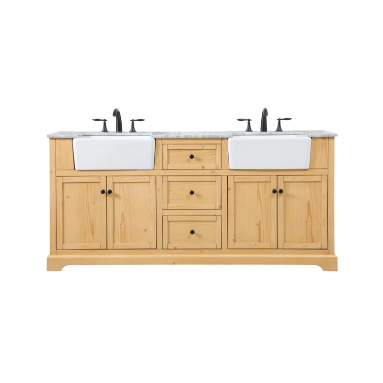 Pardue 72'' Double Bathroom Vanity with Marble Top