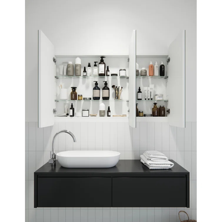 Glass Warehouse Three Door MDF Square Shape Medicine Cabinet