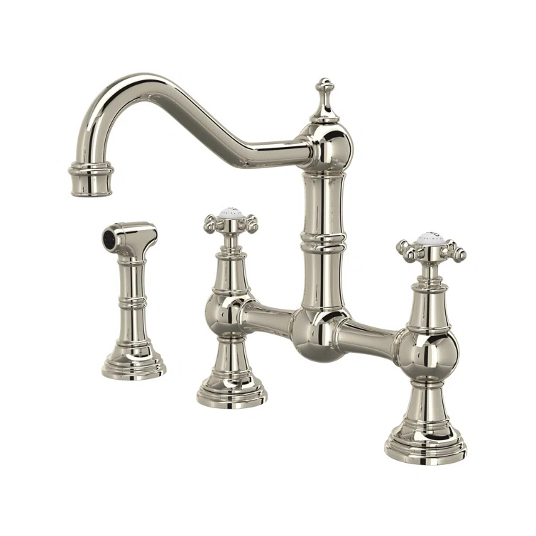 Perrin & Rowe Edwardian Bridge Kitchen Faucet With Side Spray U.4755X-PN-2