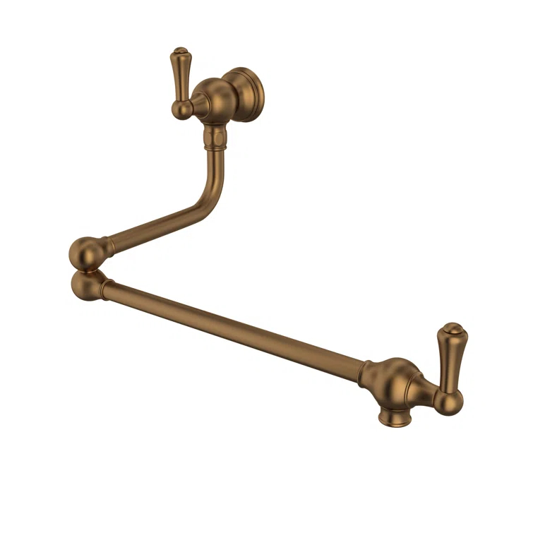 Edwardian Wall Mount Swing Arm Pot Filler with Elegant Metal Lever Handles