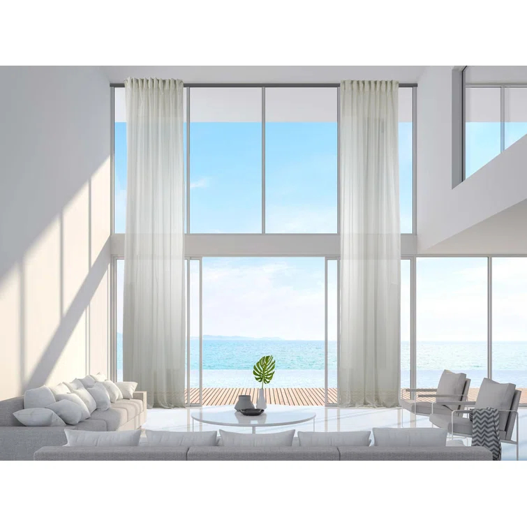 Extra Wide & Extra Long Faux Silk Crep Chifon Sheer Curtain Panels