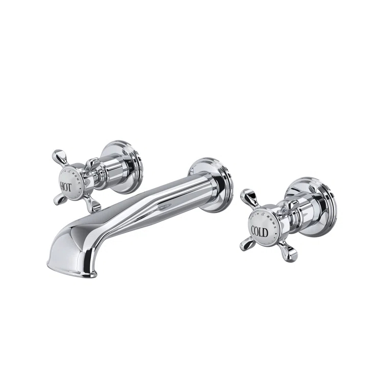Edwardian Wall Mount Lavatory Faucet Trim With U-Spout