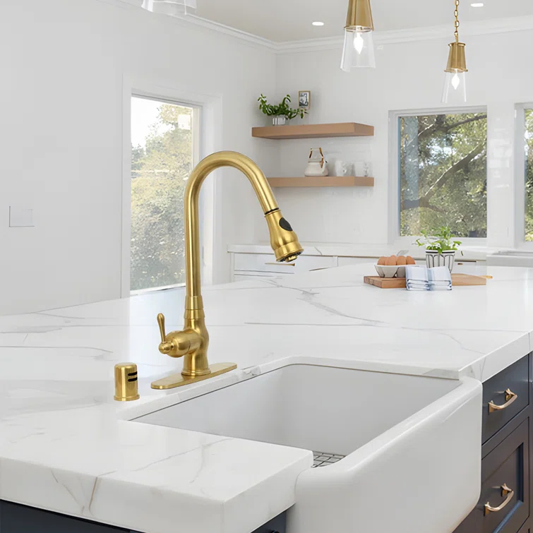 Pull Down Kitchen Faucet Single Handle Sink Faucet With Deck Plate