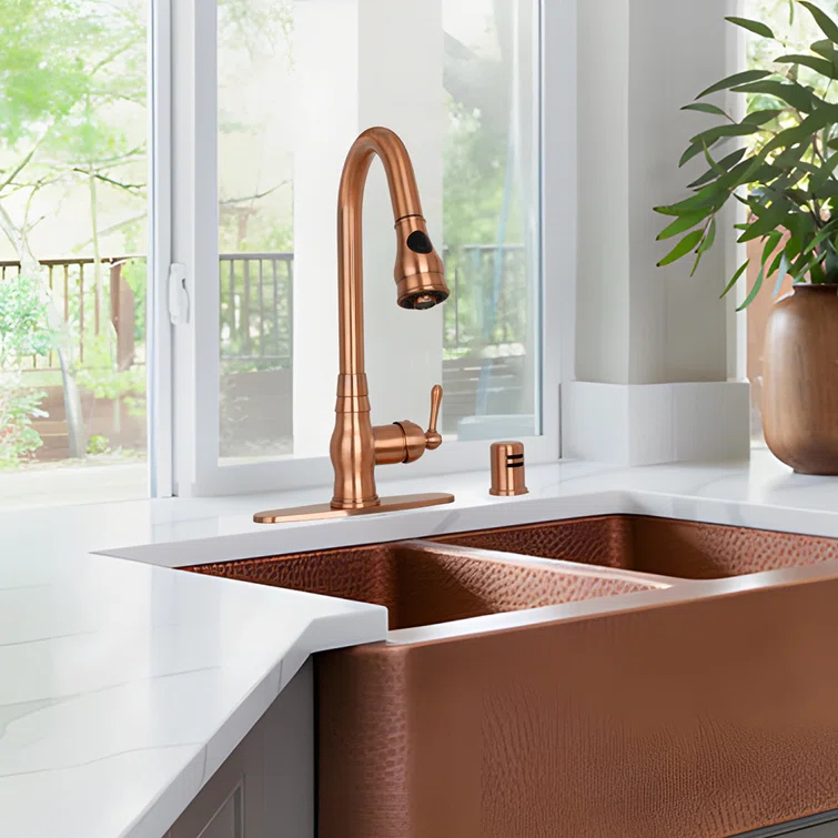 Pull Down Kitchen Faucet Single Handle Sink Faucet With Deck Plate