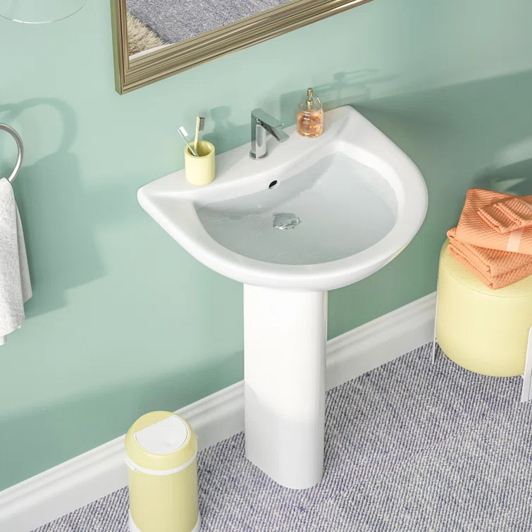 Liberty 31.5" Tall White U-Shaped Vitreous China Pedestal Bathroom Sink with Overflow