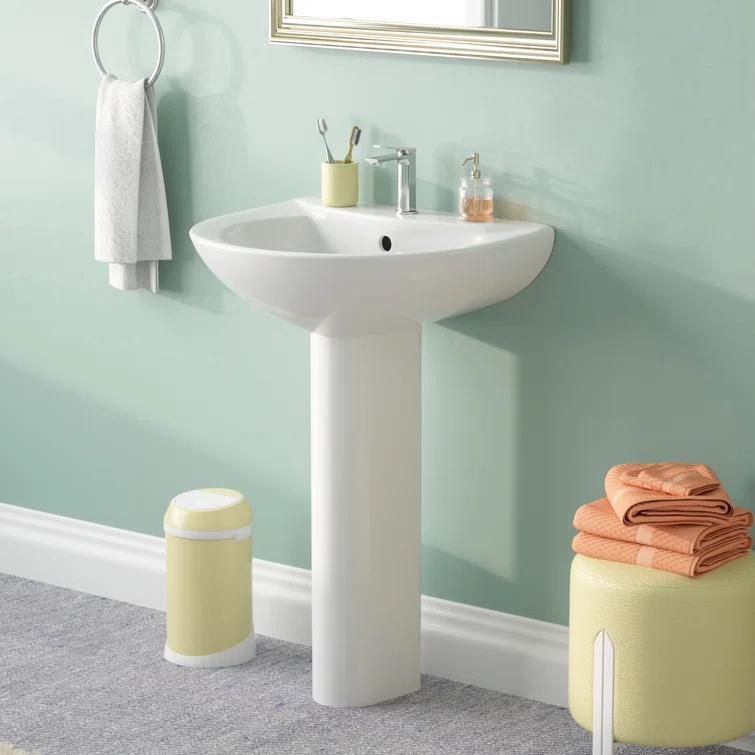 Liberty 31.5" Tall White U-Shaped Vitreous China Pedestal Bathroom Sink with Overflow