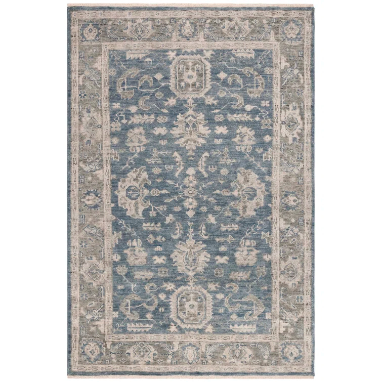 Oriental Hand-Knotted Blue / Grey Area Rug