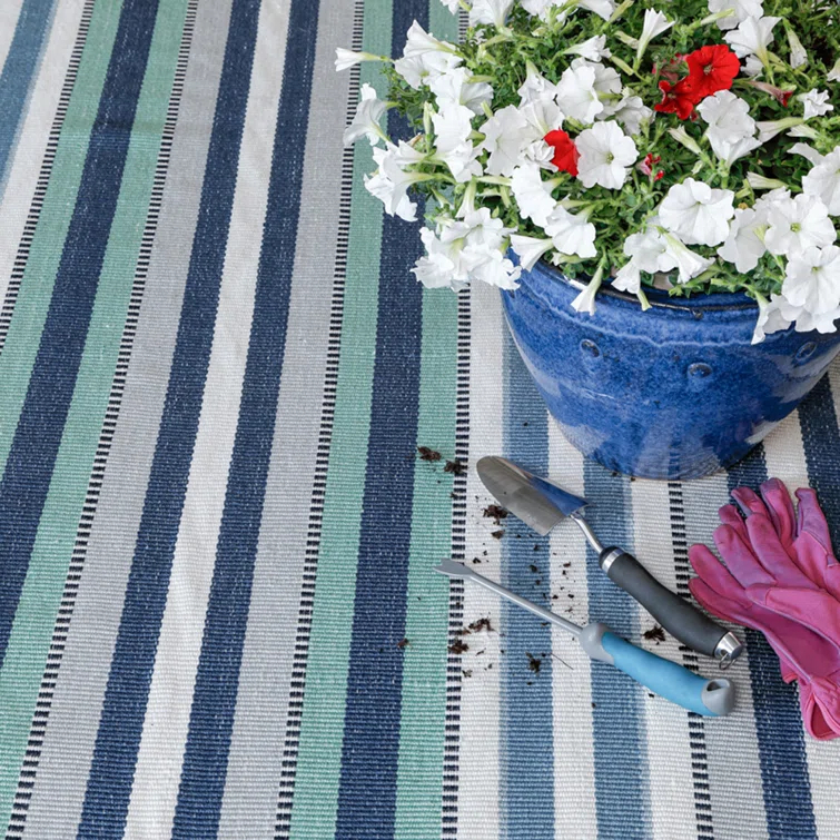 Bristol Flatweave Blue/Teal/Ivory Recycled PET Indoor/Outdoor Rug