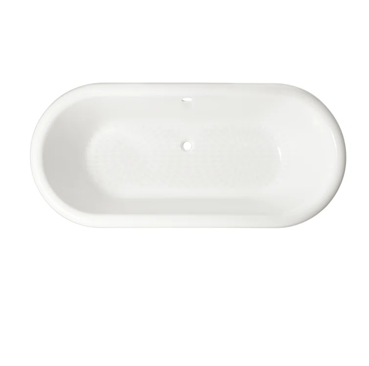 White Cast Iron Clawfoot Bathtub with Polished Brass Feet
