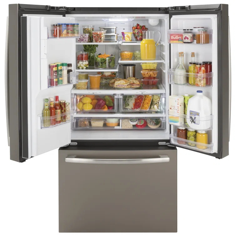 GE Appliances GFE26JMMES GE Appliances 25.5 Cubic Feet Energy Star Smudge-Resistant French Door Refrigerator with Water and Ice Dispenser