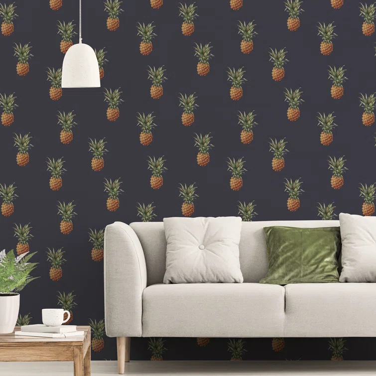 Just Kitchens Pineapple Motif 33'L x 21" W Wallpaper Roll