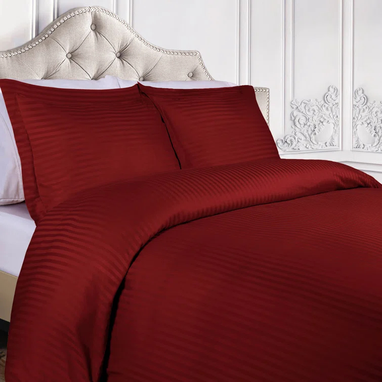 100% Egyptian-Quality Cotton Traditional Sateen Striped Luxor Treasures Duvet Cover Set