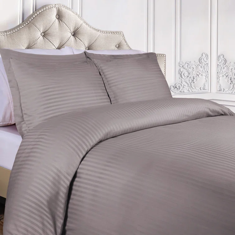 100% Egyptian-Quality Cotton Traditional Sateen Striped Luxor Treasures Duvet Cover Set