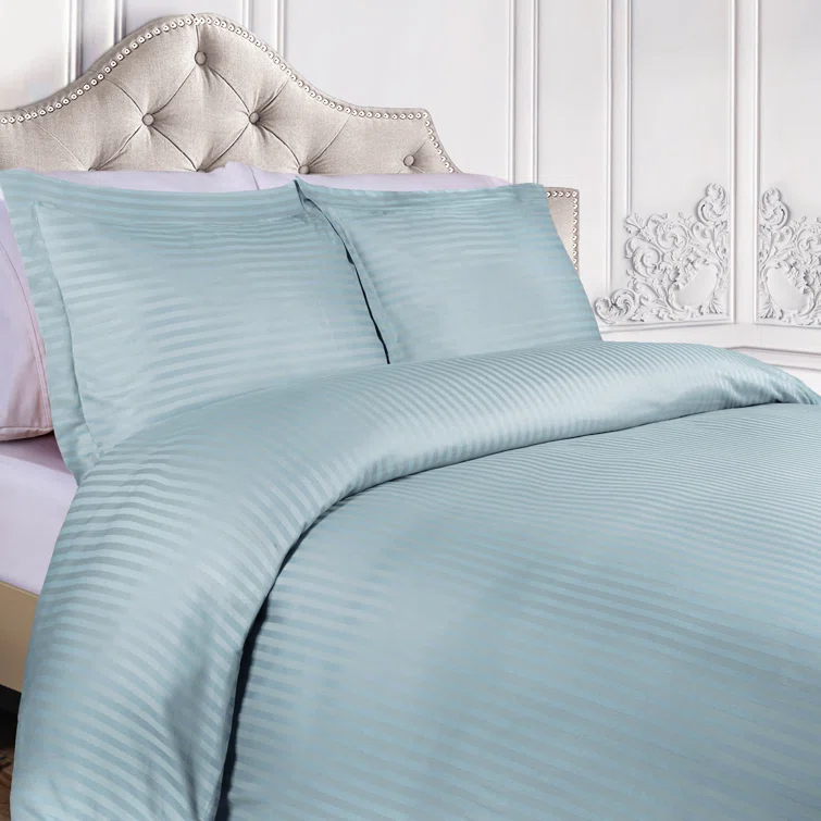 100% Egyptian-Quality Cotton Traditional Sateen Striped Luxor Treasures Duvet Cover Set