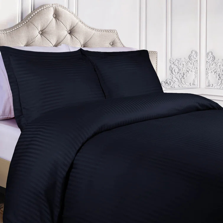 100% Egyptian-Quality Cotton Traditional Sateen Striped Luxor Treasures Duvet Cover Set