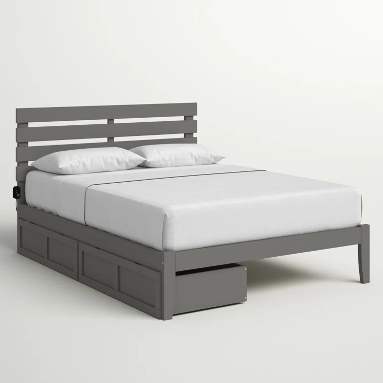 Madaket Premium Wood Farmhouse Storage Platform Bed with Under Bed Drawers