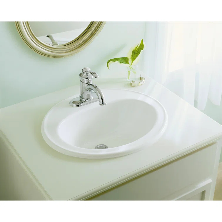 Pennington Ceramic Oval Drop-In Bathroom Sink with Overflow