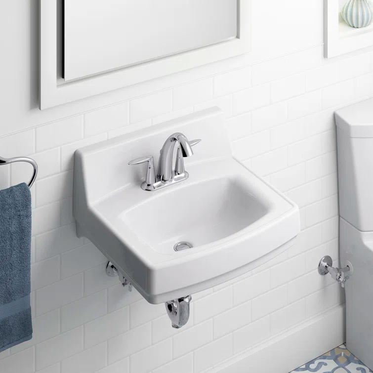 Greenwich Vitreous China Rectangular Wall Mount Bathroom Sink with Overflow