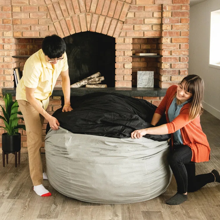 Big Joe Large 4 Foot Foam Filled Bean Bag Chair with Soft Removeable Cover