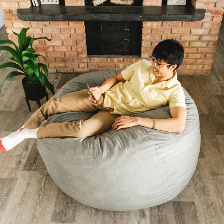 Big Joe Large 4 Foot Foam Filled Bean Bag Chair with Soft Removeable Cover