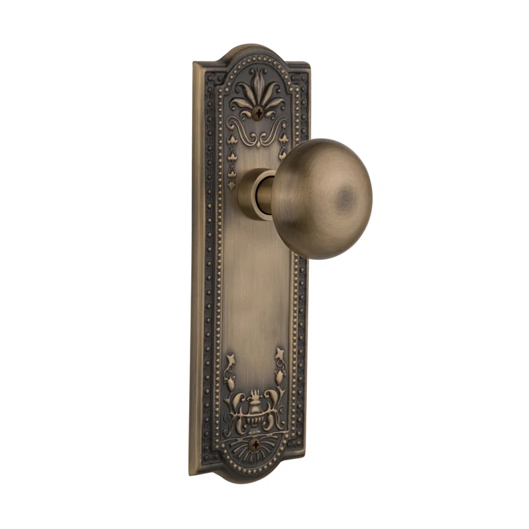 Nostalgic Warehouse Meadows Plate with New York Knob, Double Dummy, Antique Brass