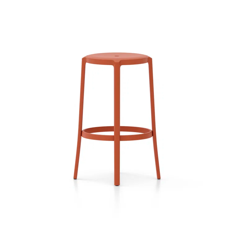 Eco-Friendly Orange Recycled PET Metal Barstool, 24.75'' Height