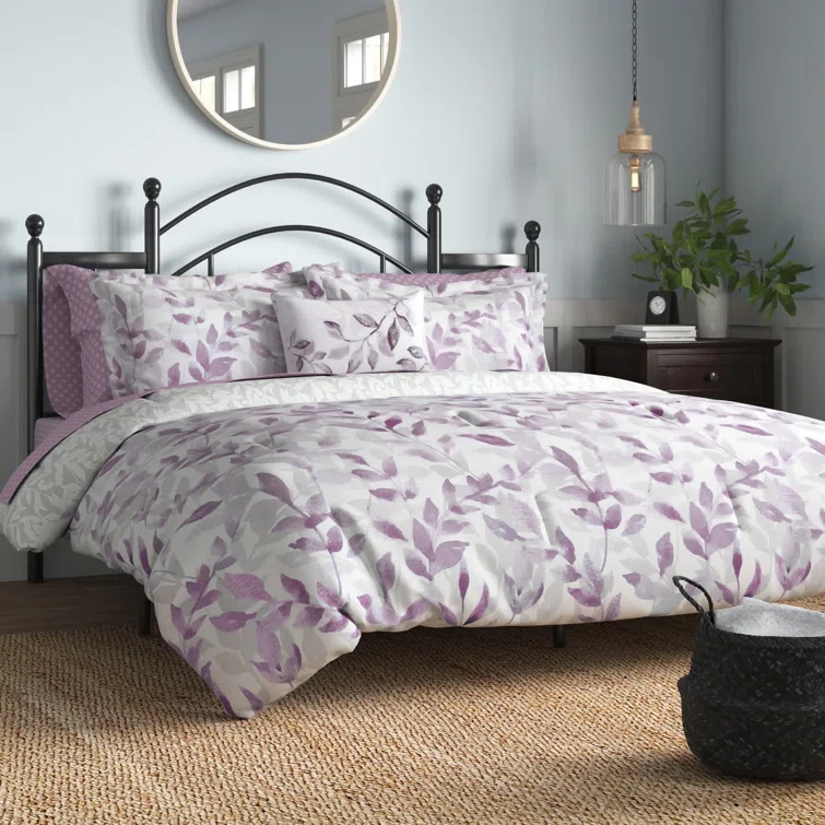 Sofia Microfiber Reversible Comforter Set with Bed Sheets