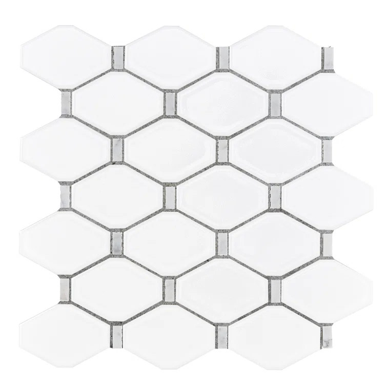 Altair Altair 3.19" x 2.23" Mosaic Sheet Glass Honeycomb Wall & Floor Tile