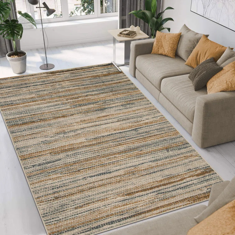 Modern Abstract Area Rug in Gold