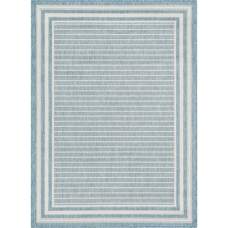 Fallon Frankie Stripes Blue Hi-Lo Indoor/Outdoor Area Rug