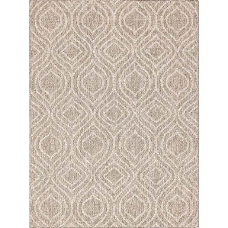 Fallon Ludo Tribal Beige Hi-Lo Indoor/Outdoor Area Rug