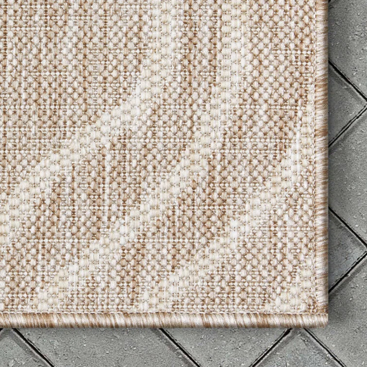 Fallon Ludo Tribal Beige Hi-Lo Indoor/Outdoor Area Rug