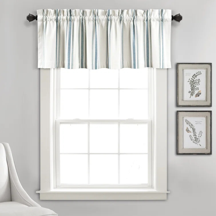 Farmhouse Stripe Striped Ruffled 52'' W Window Valance