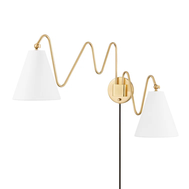 Dellon Double Plug-In Sconce - Antique Brass / Double