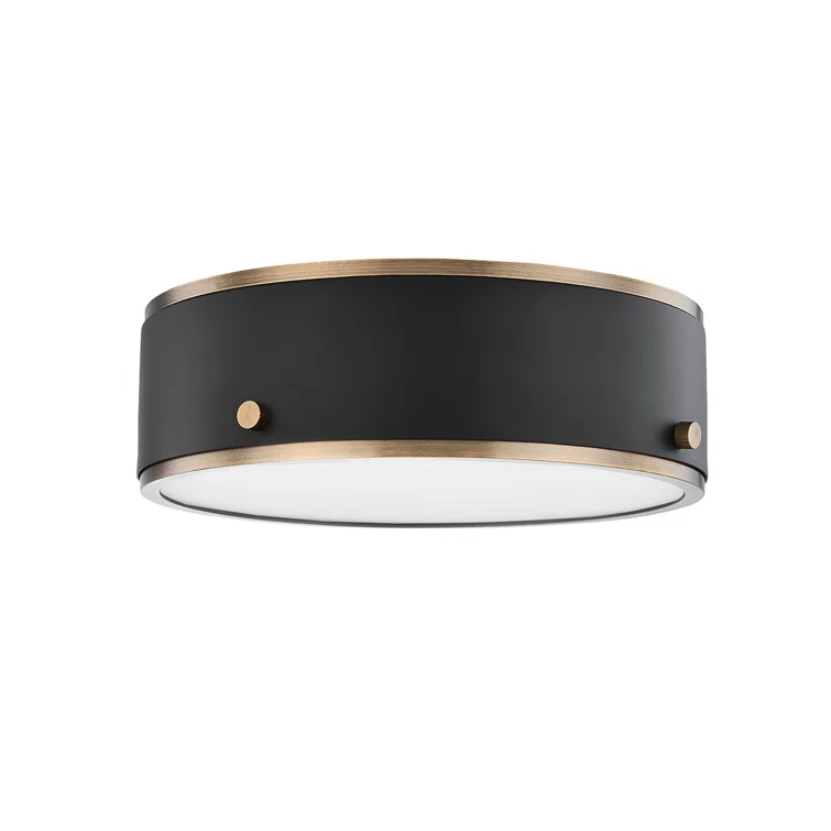Oslo Flush Mount Light - Brass and Black / 12"Dia
