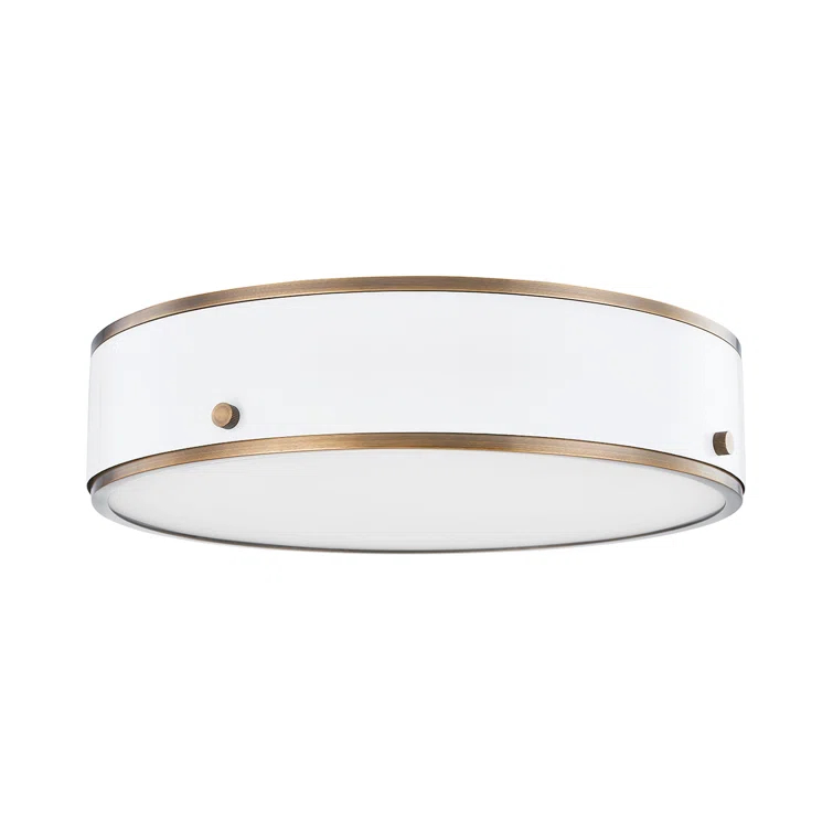 Oslo Flush Mount Light - Brass and White / 16" Dia