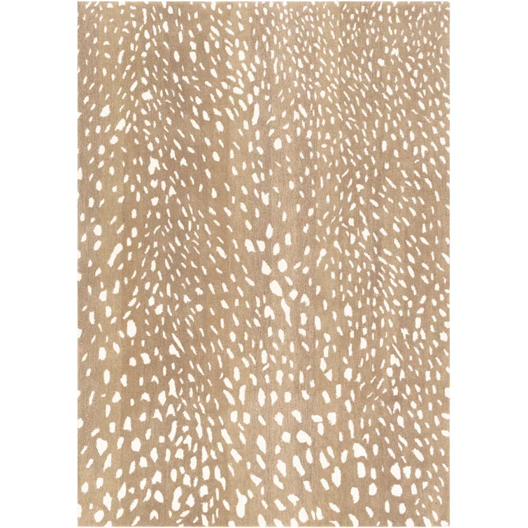 Jona Animal Print Handmade Tufted Wool Light Brown/Tan/Cream Area Rug