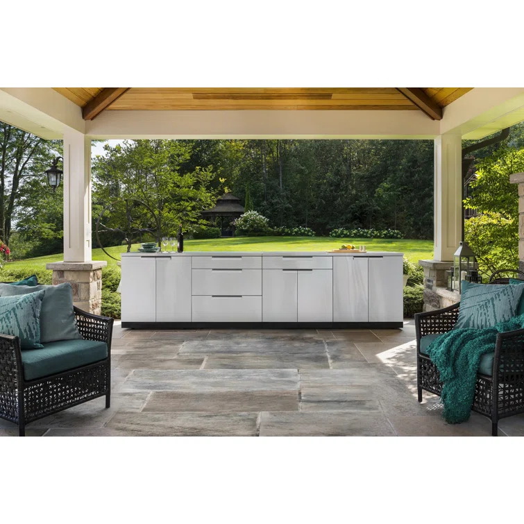 Outdoor Kitchen Stainless Steel 64" W x 24" D x 36.5" H 2-Piece Modular Cabinet Set