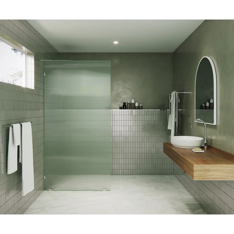 Gaia 40 in. x 78 in. Frameless Fluted Single Fixed Shower Panel