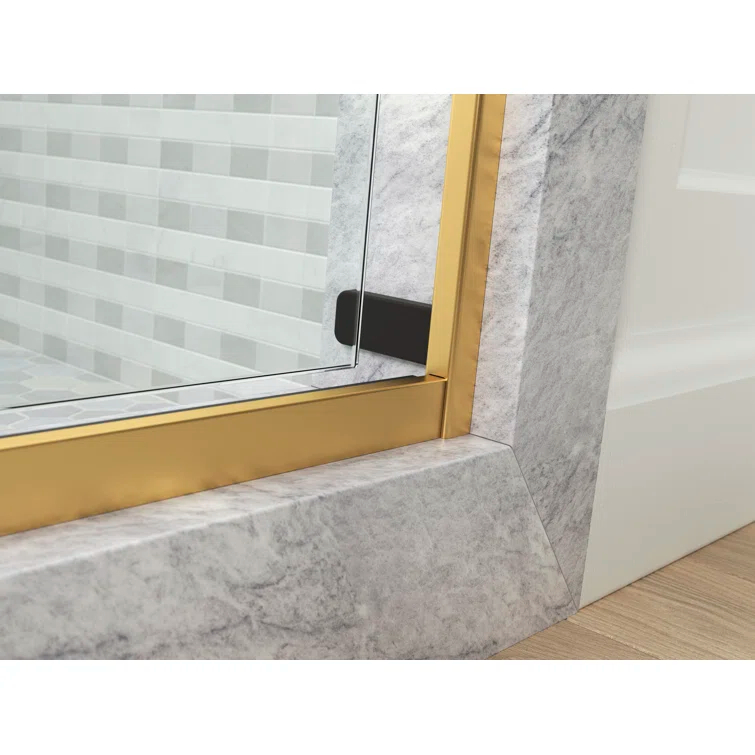 Levity Plus Less Sliding Bath Door, 61-9/16 In. H X 56-5/8 - 59-5/8 In. W, With 5/16 In.-Thick Crystal Clear Glass