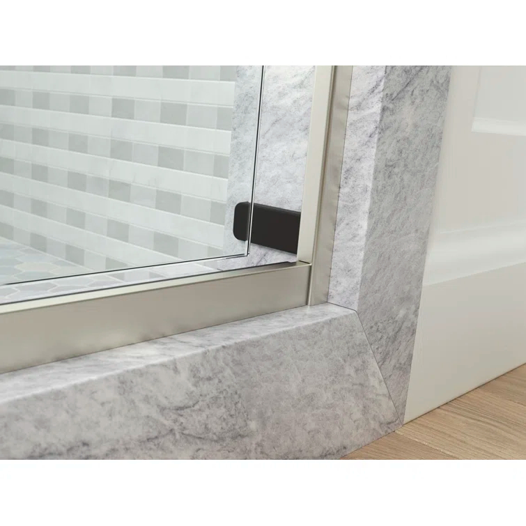 Levity Plus Less Sliding Bath Door, 61-9/16 In. H X 56-5/8 - 59-5/8 In. W, With 5/16 In.-Thick Crystal Clear Glass